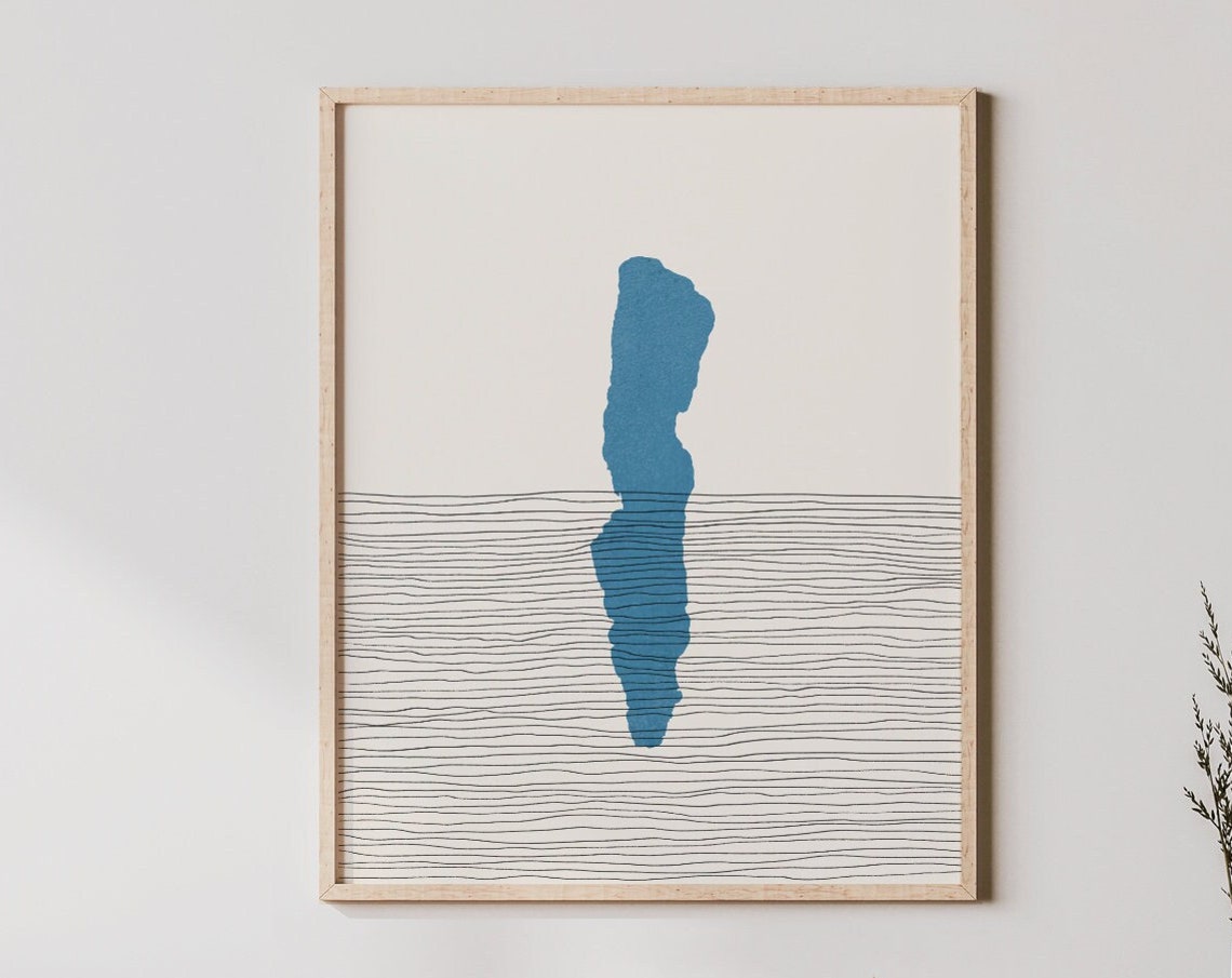 Honeoye Lake New York Abstract Blue Silhouette Minimalist Map Poster
