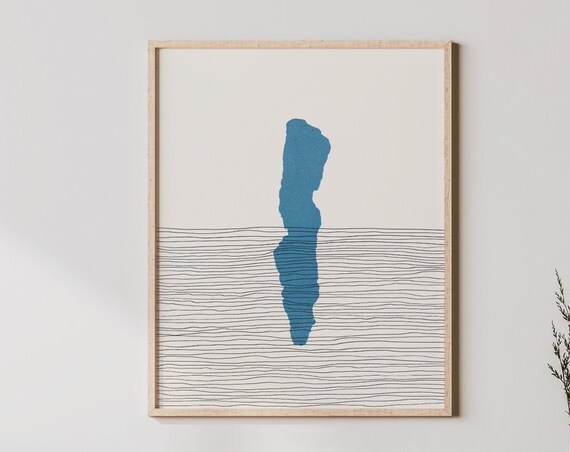 Honeoye Lake New York Abstract Blue Silhouette Minimalist Map Poster