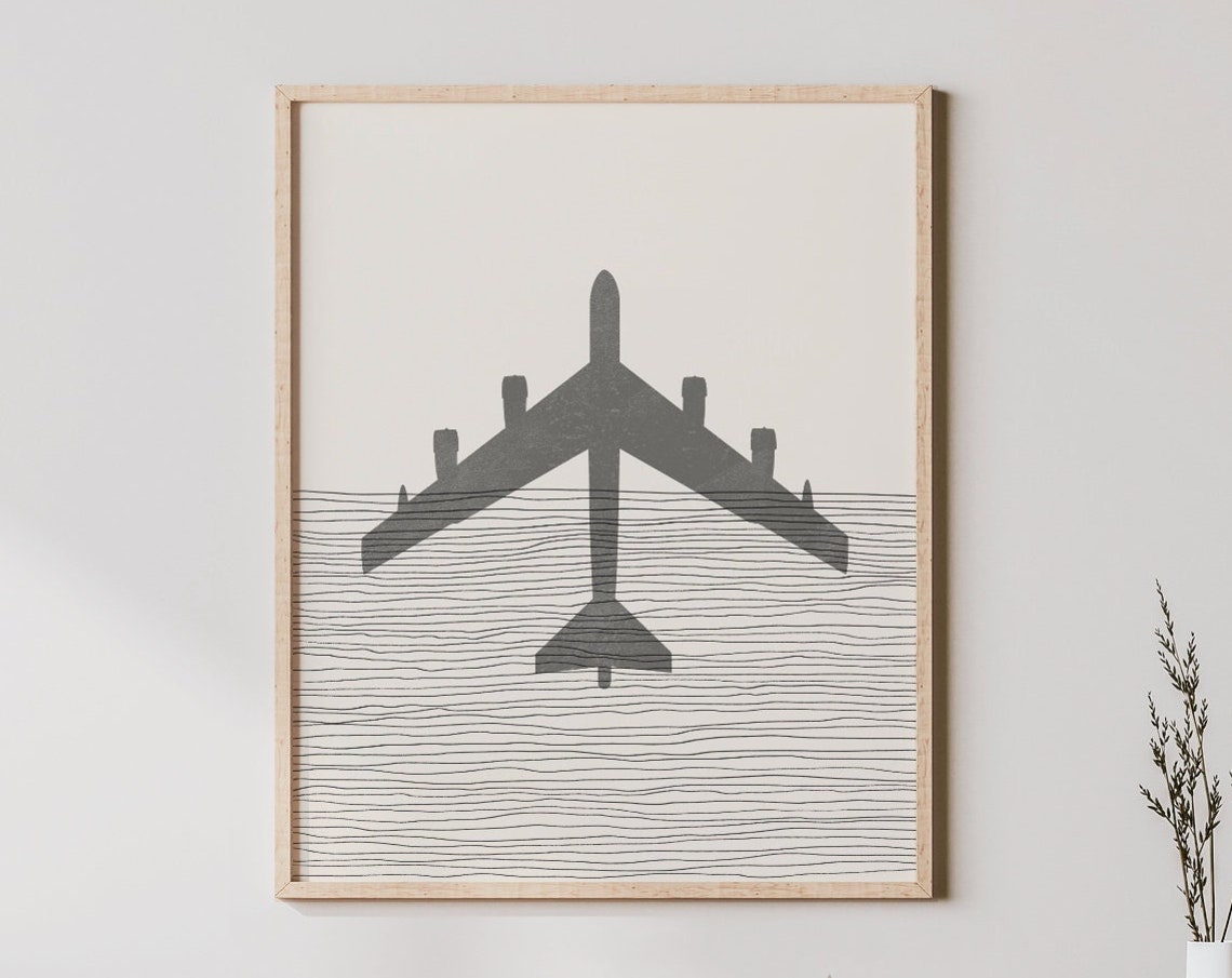 B-52 Stratofortress Bomber Silhouette Minimalist Boho Wall Art