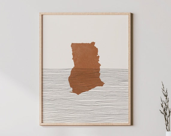 Ghana Boho Travel Poster, Country Map Silhouette