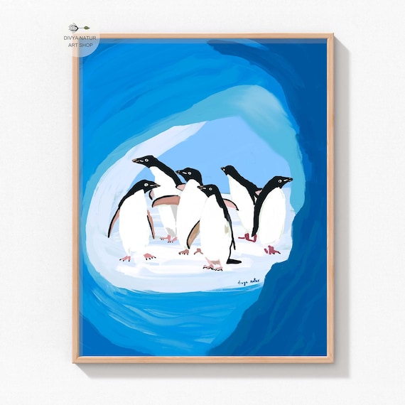 Minimalist Penguin Print Arctic Wildlife Wall Art