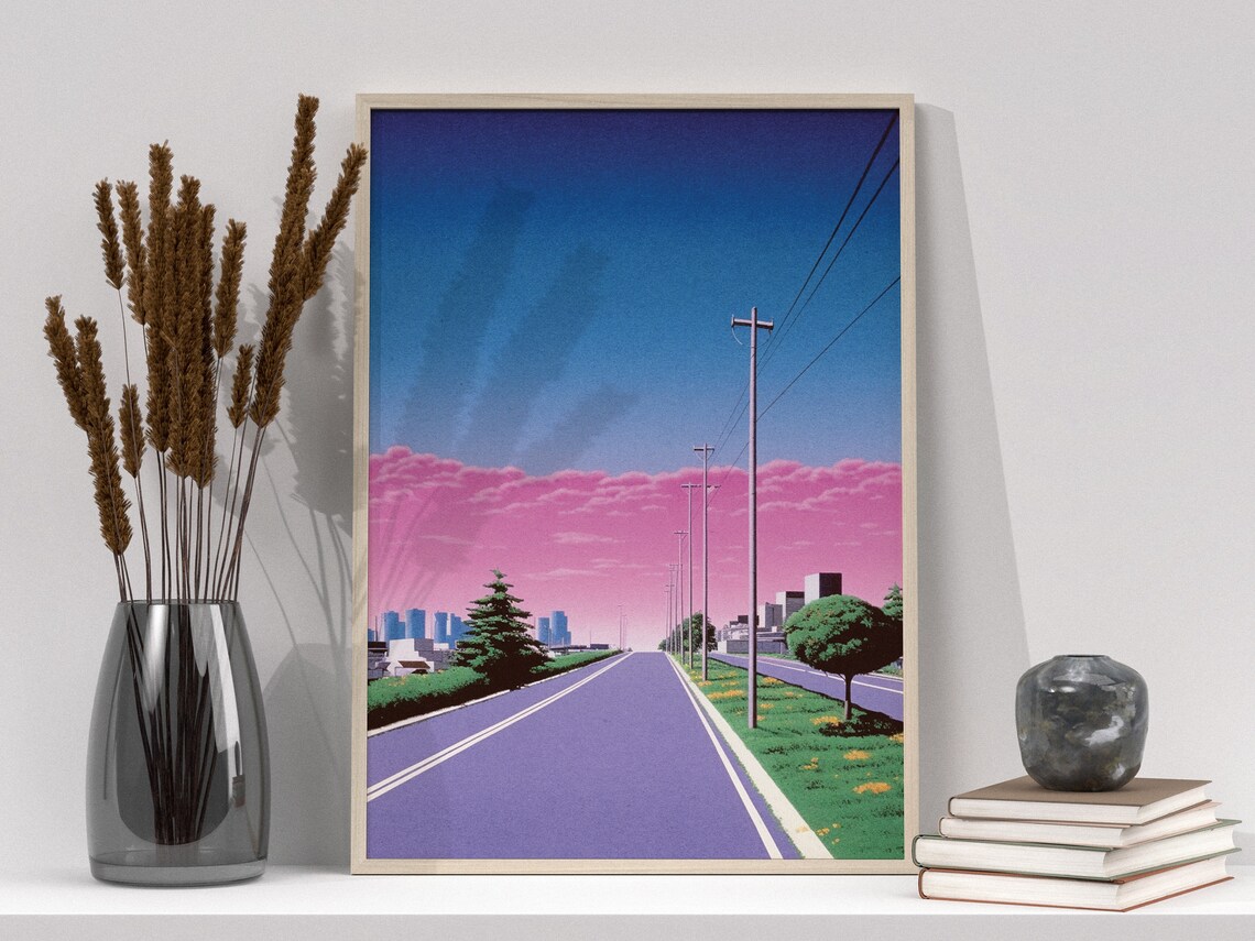 Vintage Japanese Retro Poster, Surreal Wall Art