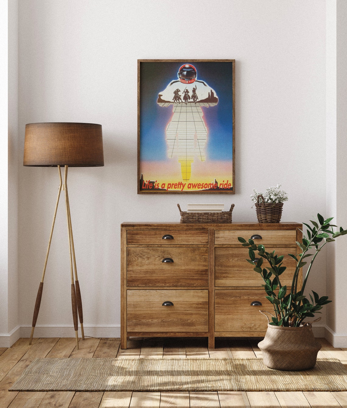 Life Is a Pretty Awesome Ride Astronaut Biker Sunset Quote Poster - Image 6
