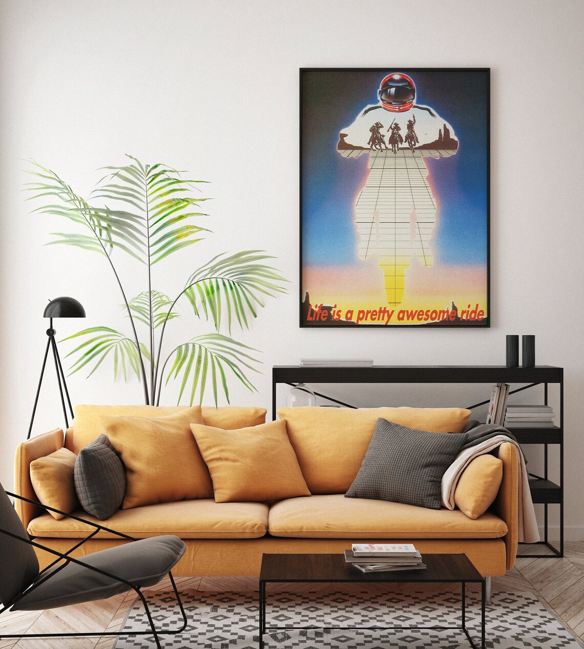 Life Is a Pretty Awesome Ride Astronaut Biker Sunset Quote Poster - Image 7