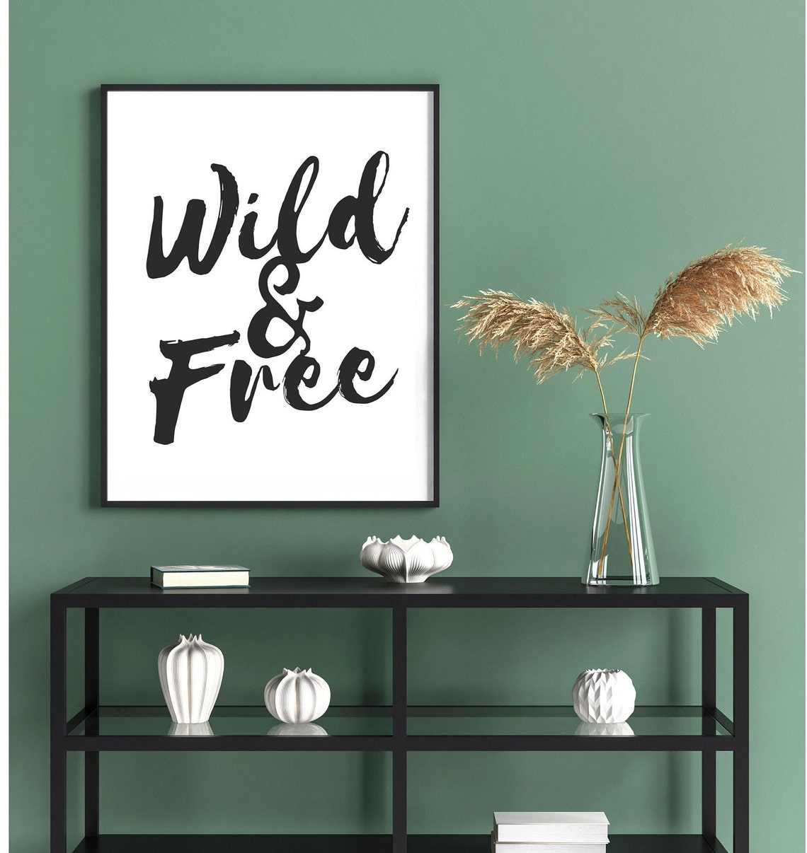 Wild and Free Minimalist Brush Script Black on White Typography Poster - Image 3