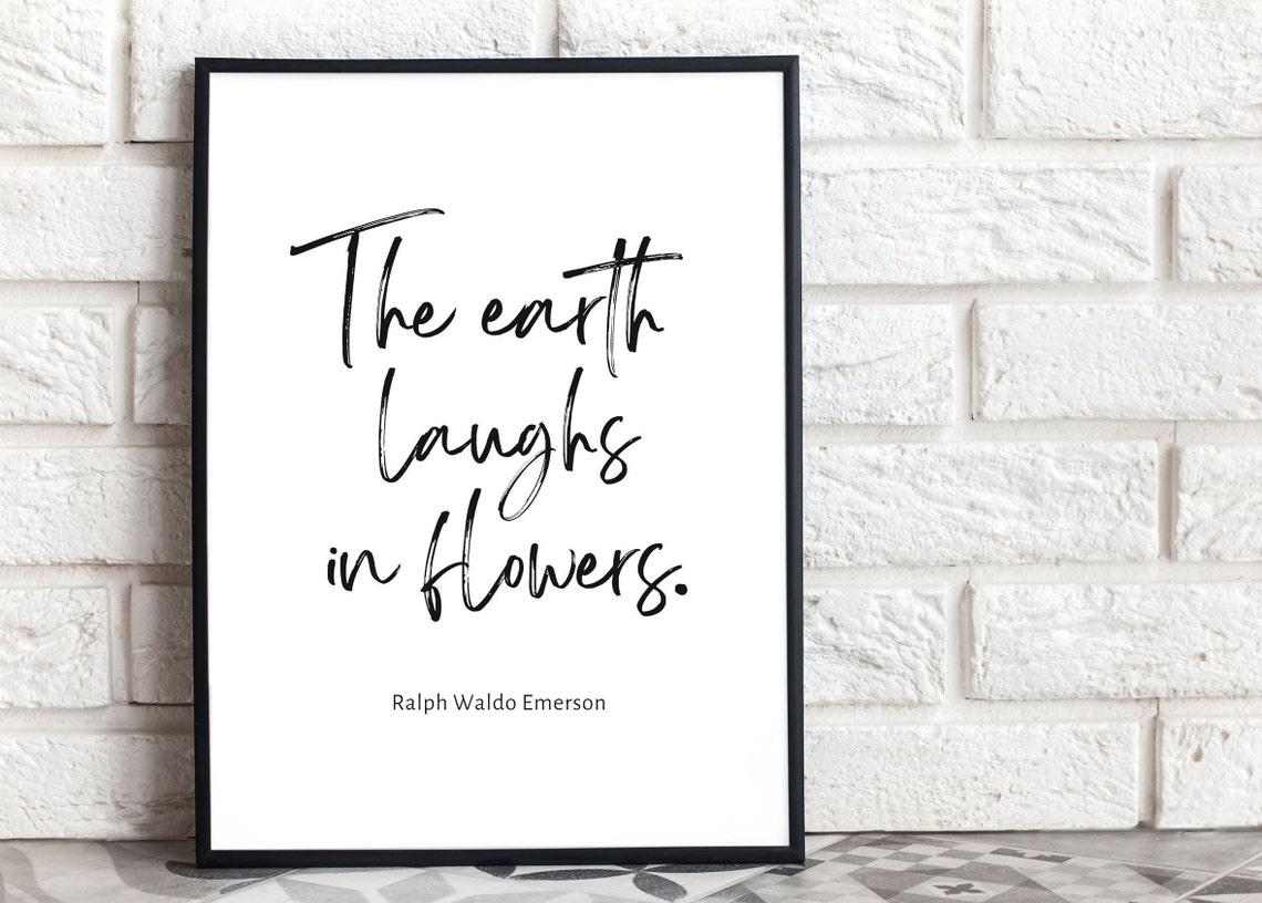 The Earth Laughs in Flowers Emerson Quote Brush Script Poster - Image 2