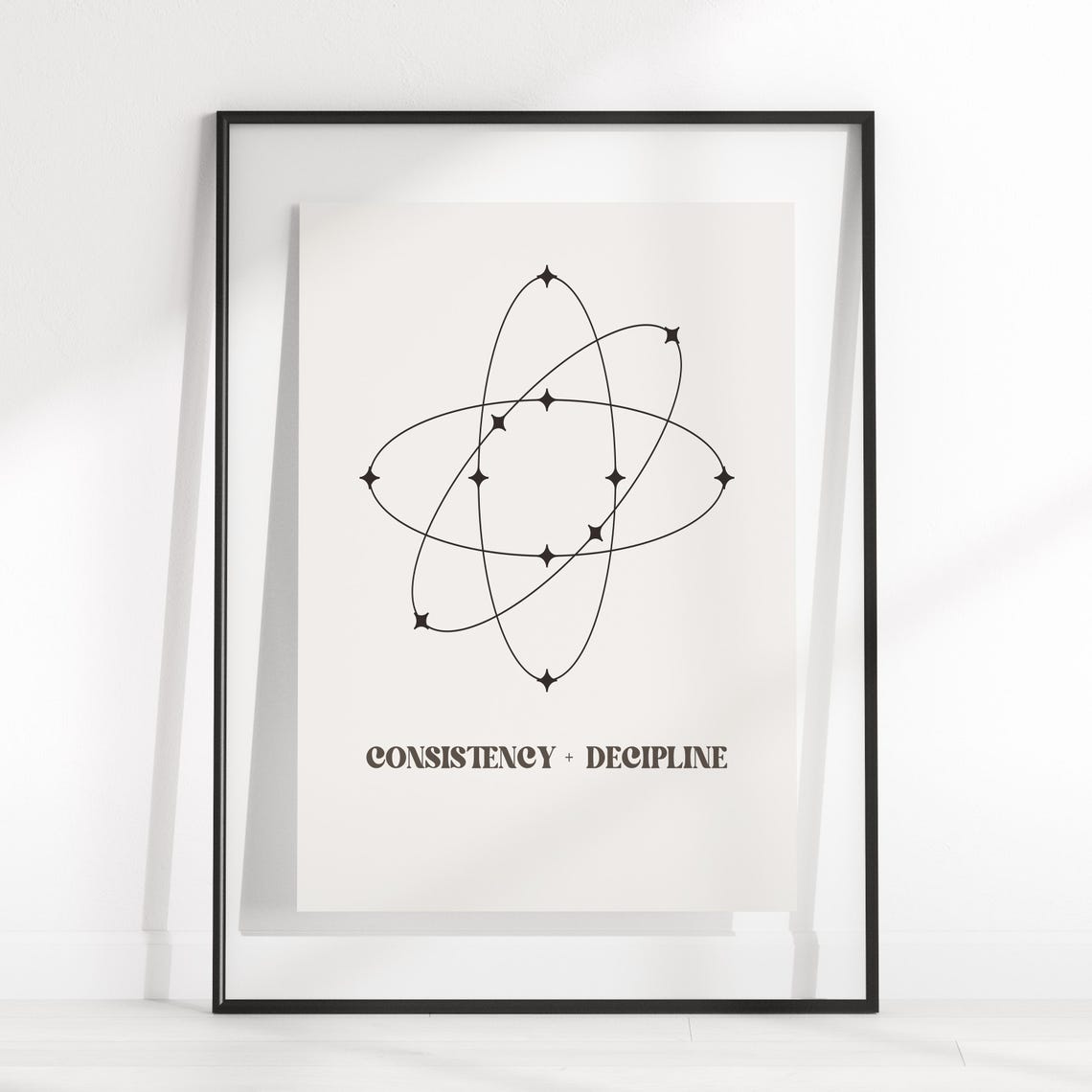 Consistency And Decipline Minimalist Star Orbit Line Art Quote Poster - Image 3