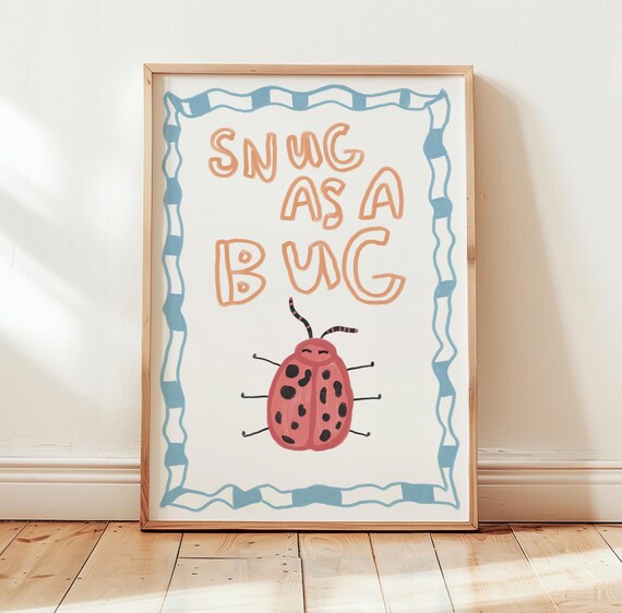 Snug As A Bug Wall Art Cute Ladybug Nursery Quote Kids Bedroom Decor