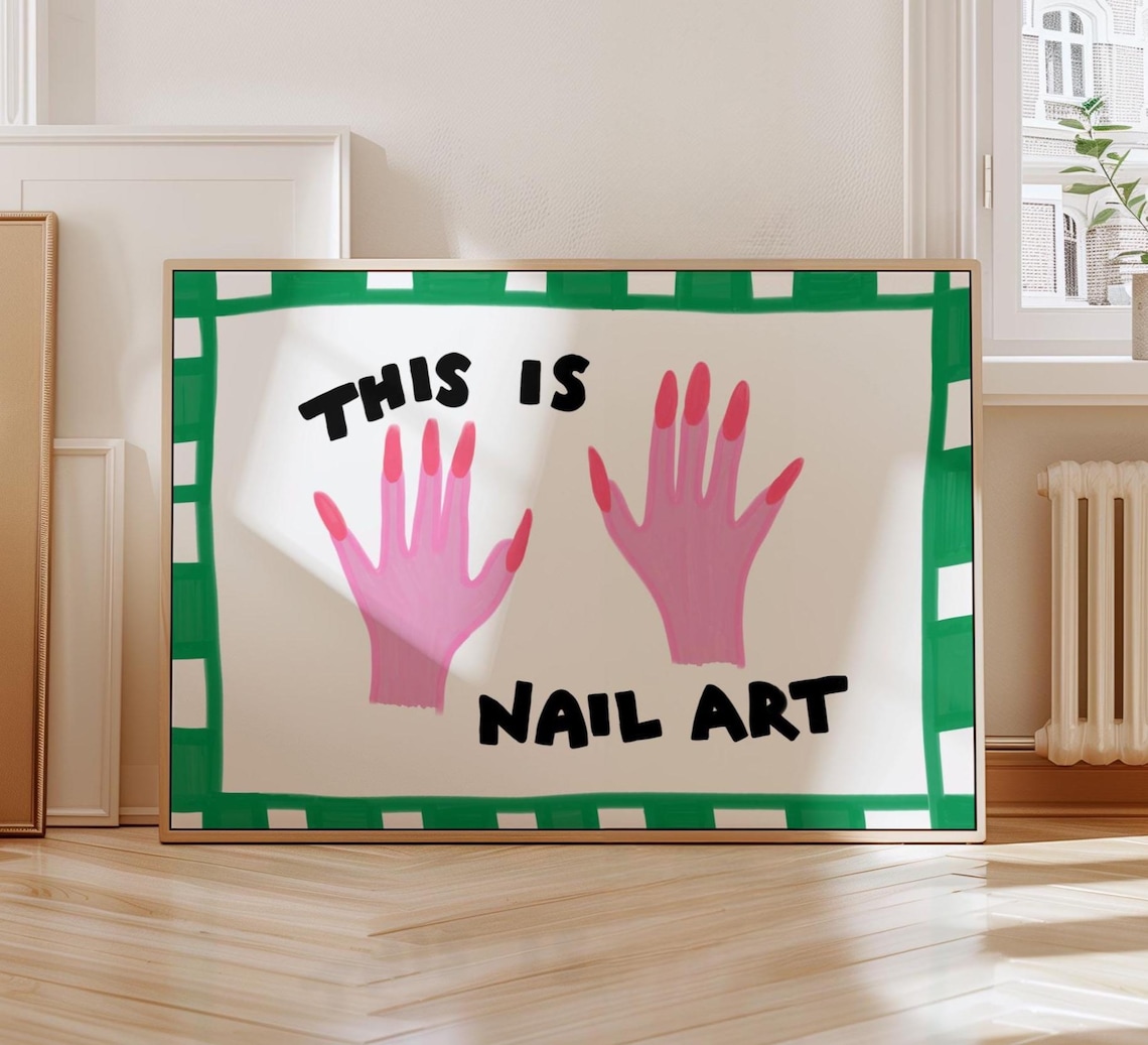 Nail Art Salon Tech Wall Decor, Maximalist Beauty Print