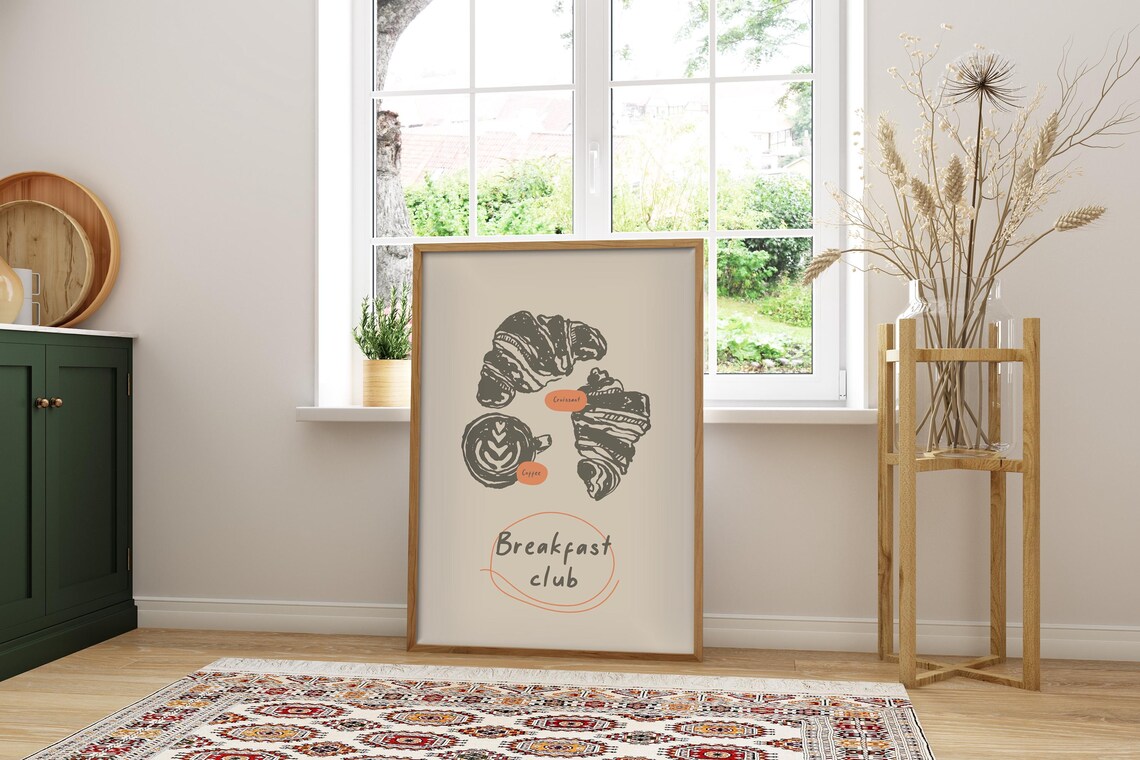 Breakfast Club Croissant, Kitchen Minimal Art Print - Image 4