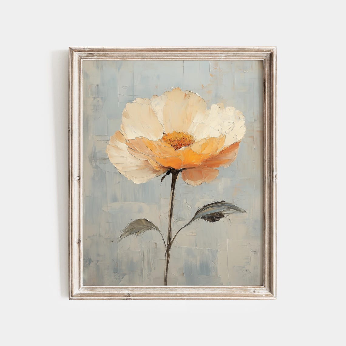 Single Orange Poppy Minimalist Botanical Oil Painting Poster - Image 4