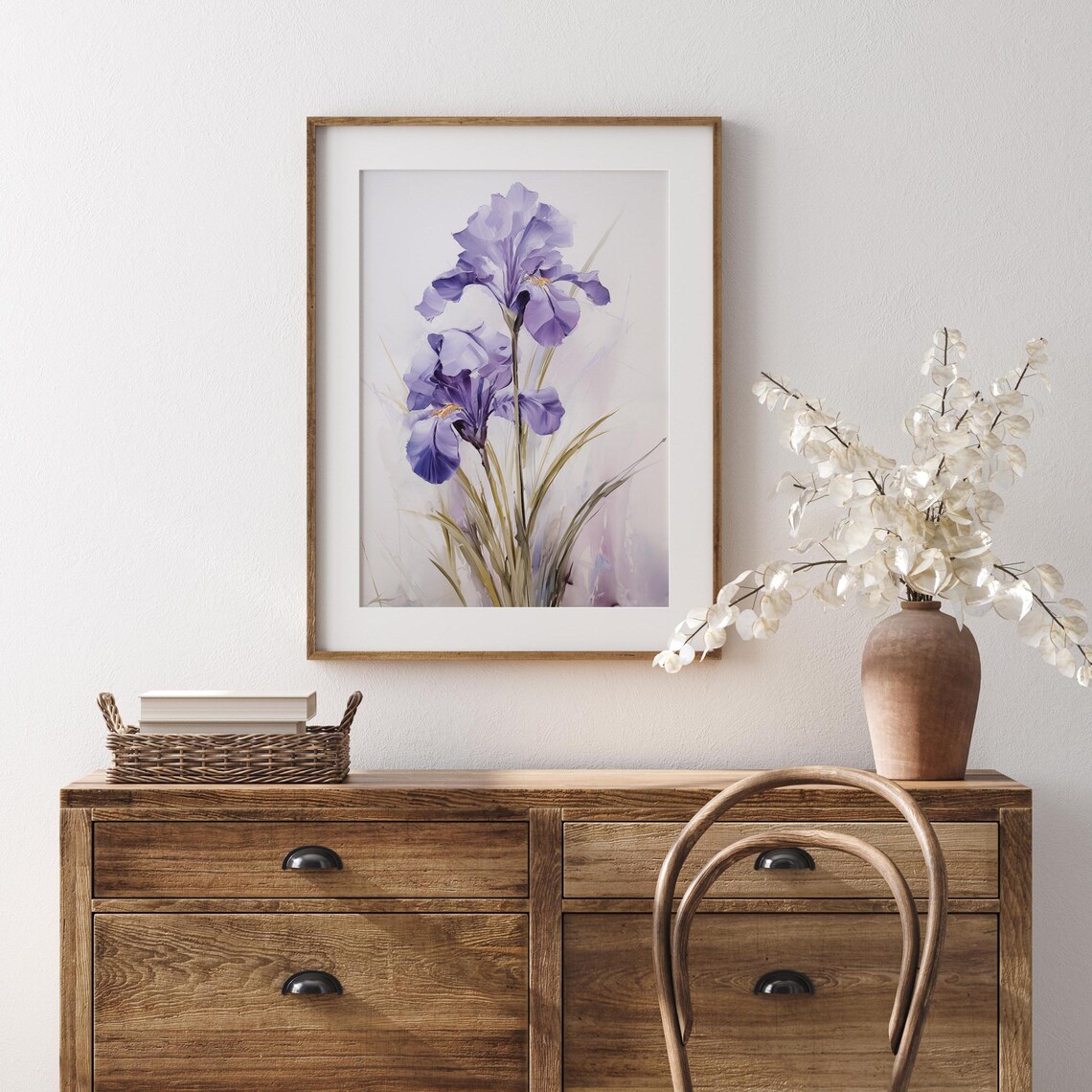 Purple Iris Flowers in Soft Watercolor Minimalist Floral Poster - Image 3