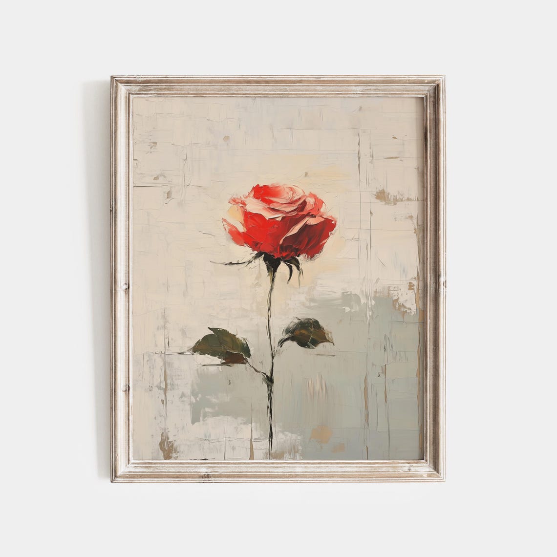 Vintage Red Rose Flower Oil Painting Flower Wall Art Rose Art Flower Decor Botanical Print Still Life Floral Oil Painting - Image 3