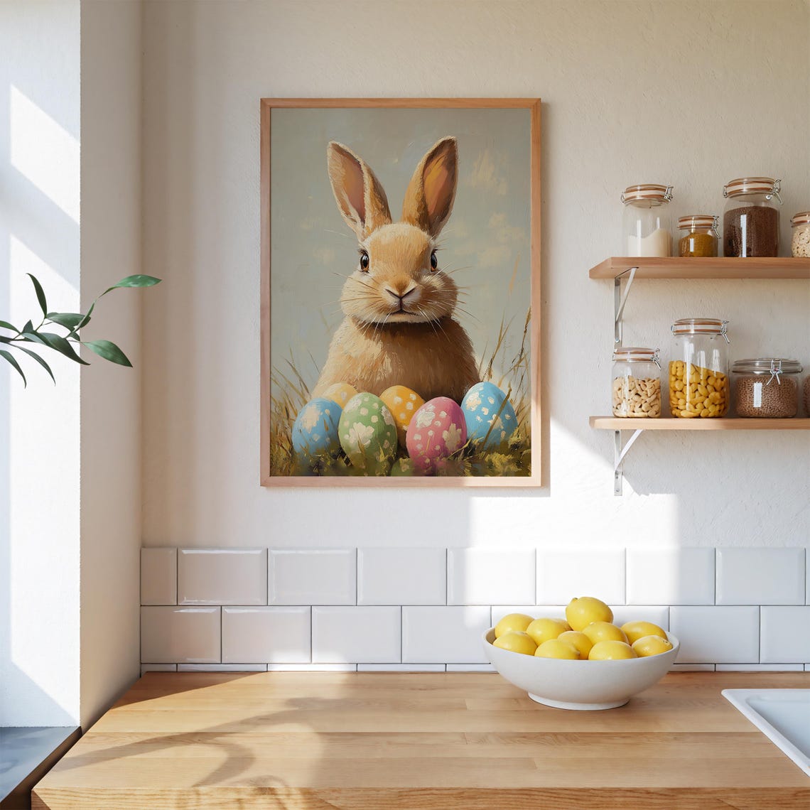 Bunny Among Colorful Painted Easter Eggs In Fresh Spring Grass Poster - Image 3
