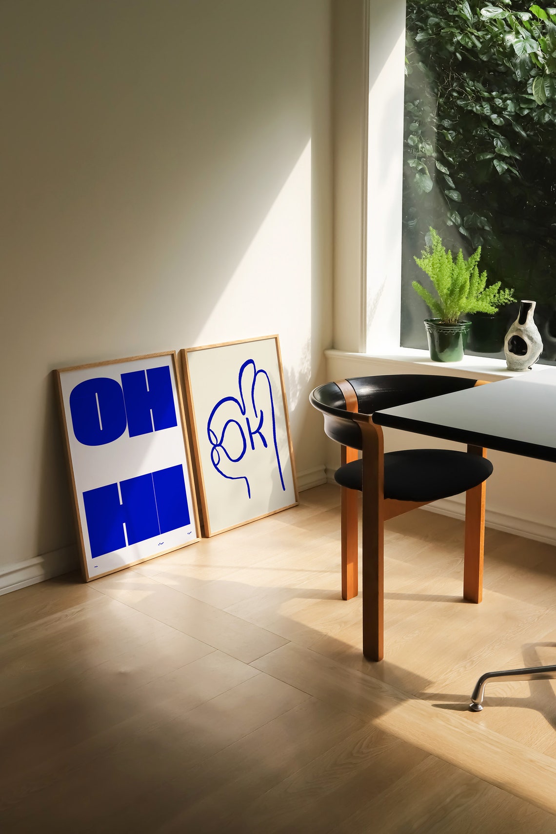 Oh Hi Bold Electric Blue Typography Funky Retro Wall Decor Art Poster - Image 3