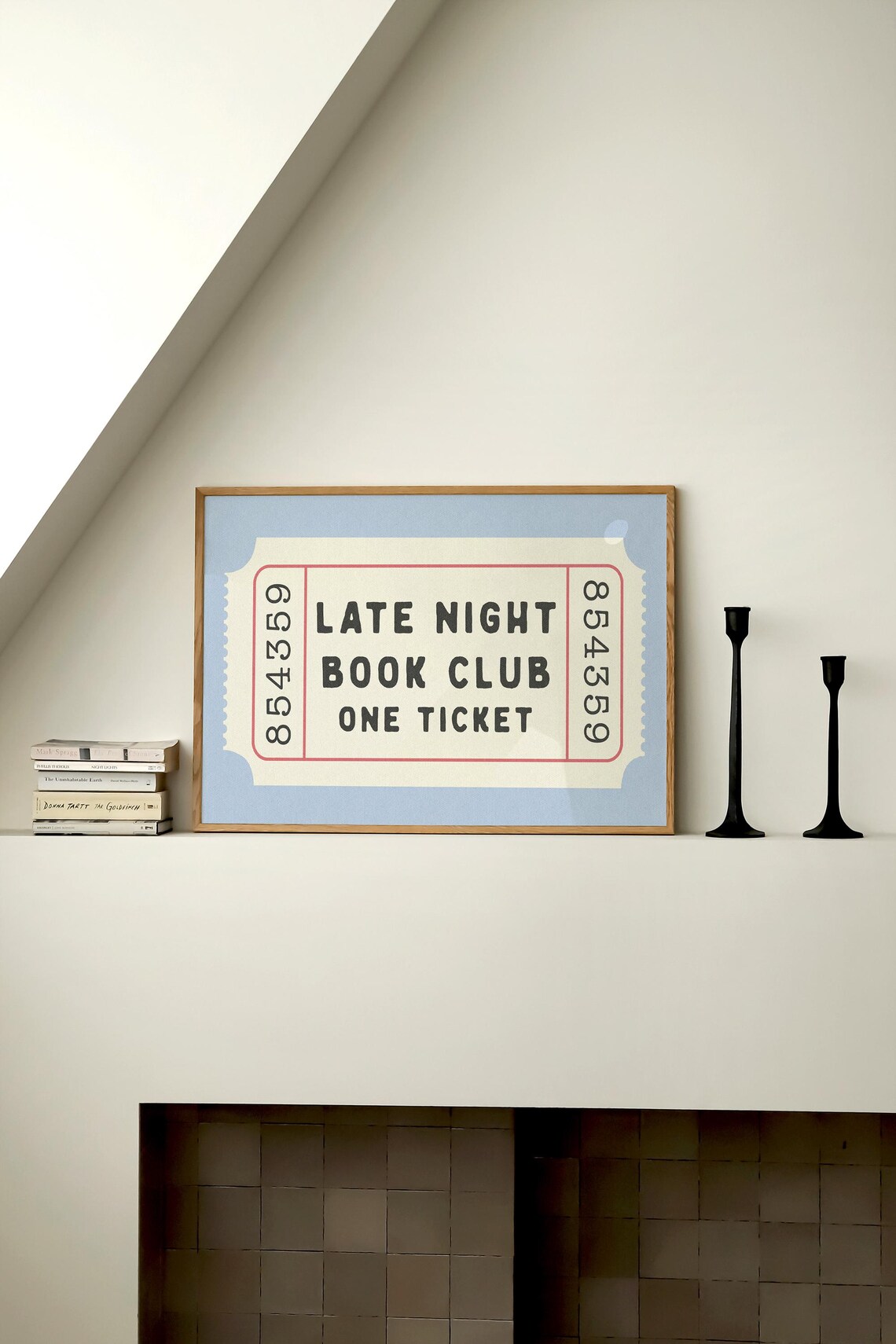 Late Night Book Club Retro Poster, Blue Bedroom Decor - Image 3