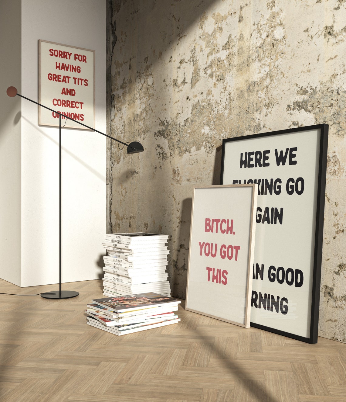 Bitch You Got This Poster Red Cream Motivational Funny Quote Decor - Image 3