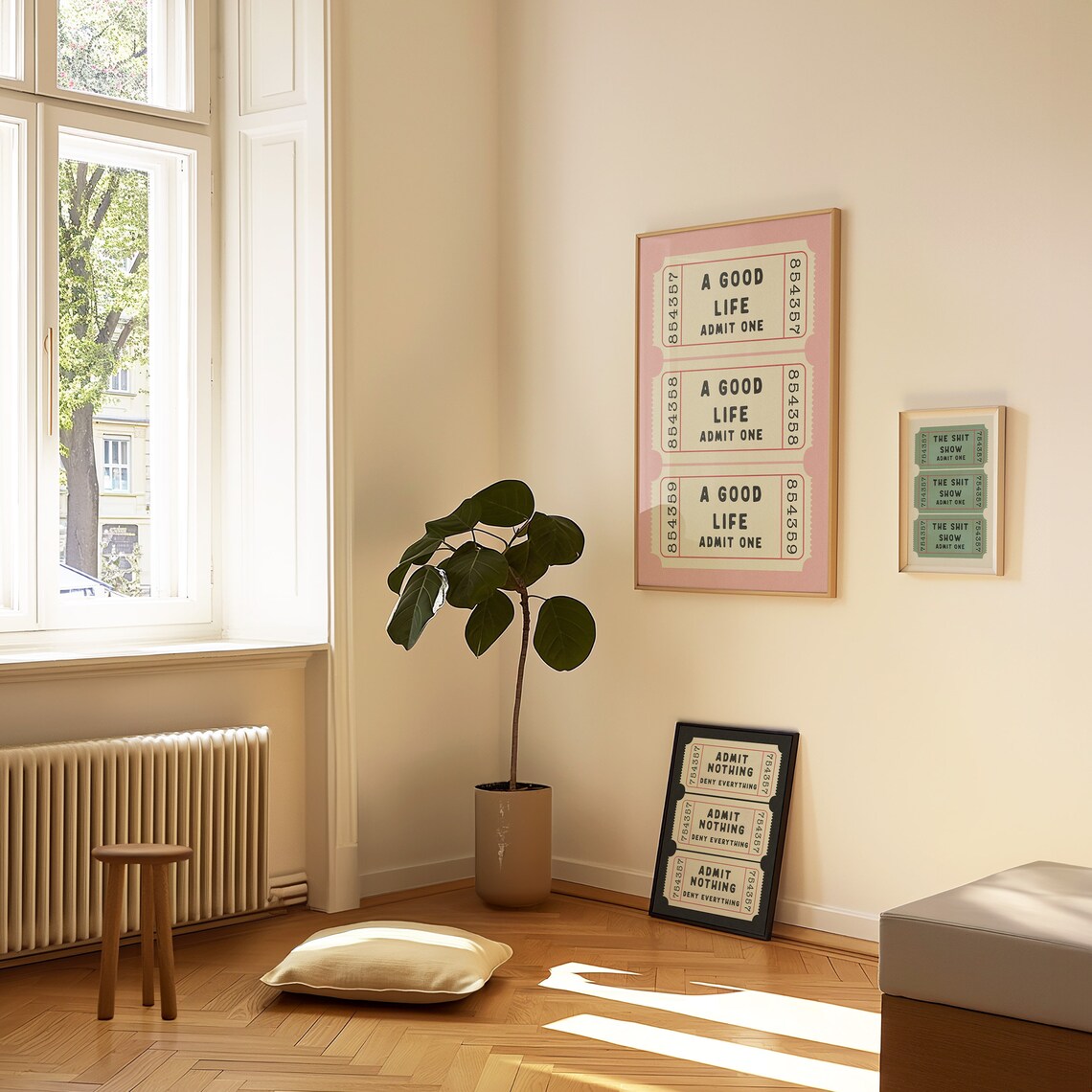 A Good Life Ticket Art Print, Retro Affirmation - Image 4