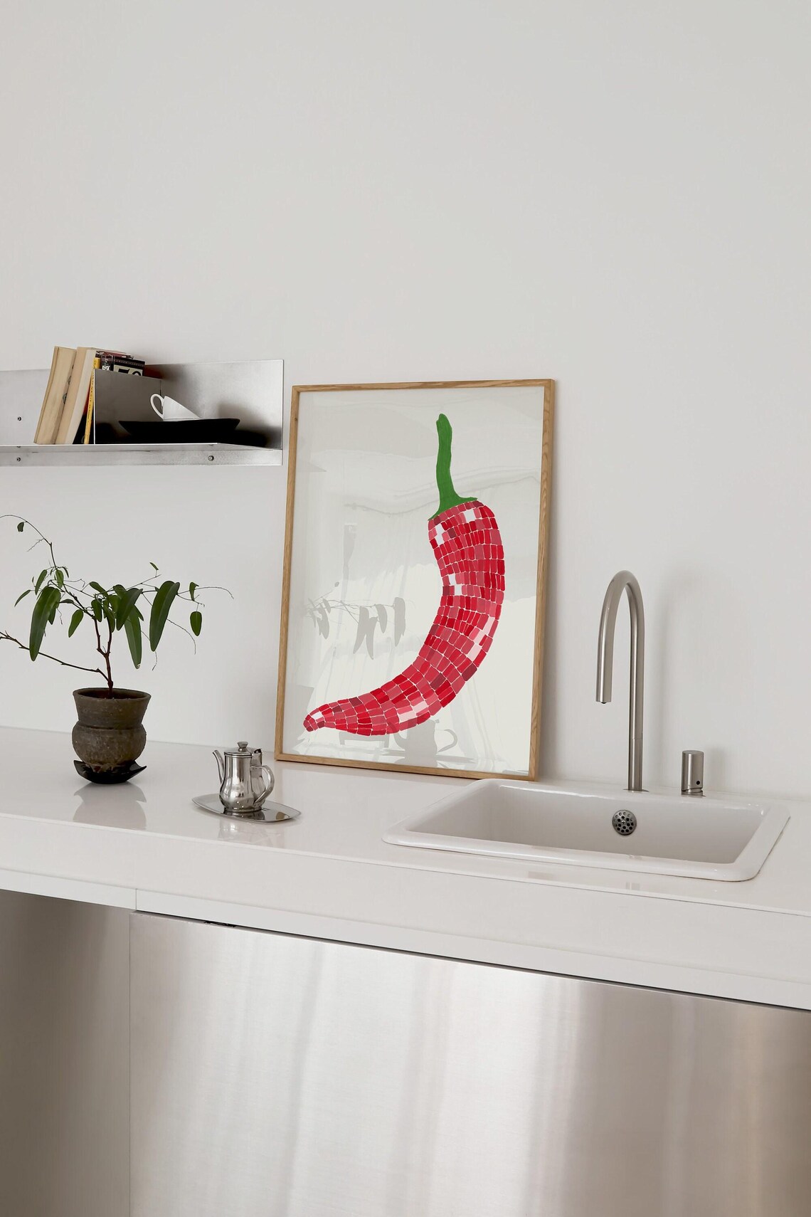 Disco Ball Chili Print, Retro Kitchen Poster - Image 4