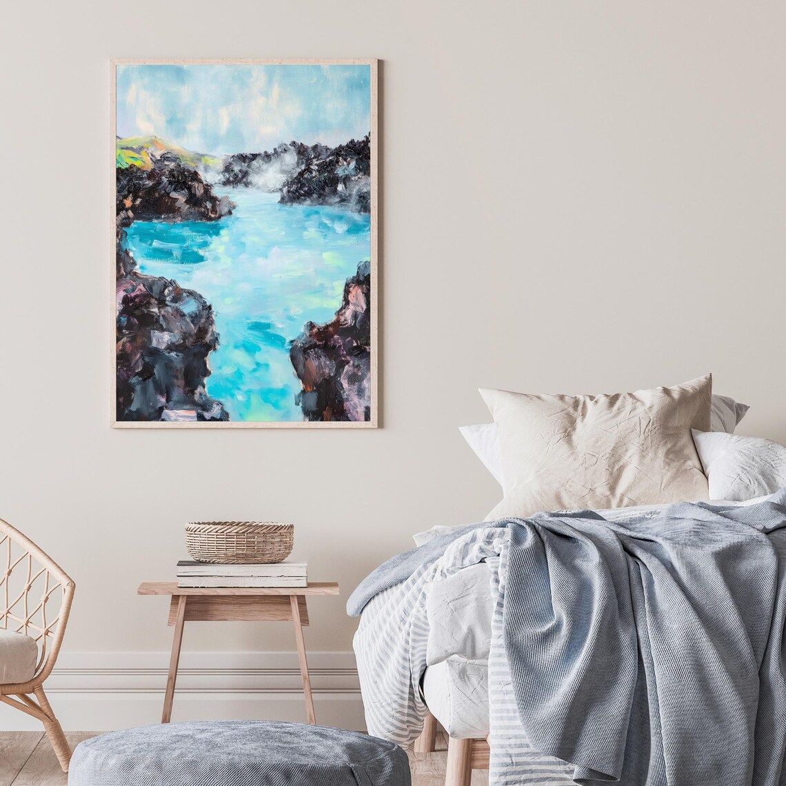 Blue Lagoon Iceland Geothermal Milky Blue Water Painting Poster - Image 2