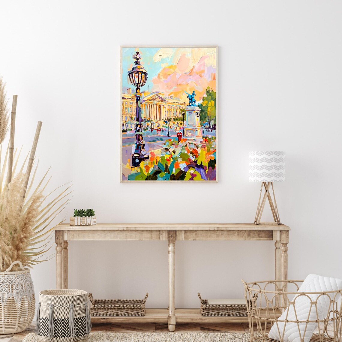 Buckingham Palace London Royal Guards Lamppost Flower Garden Painting Poster - Image 3