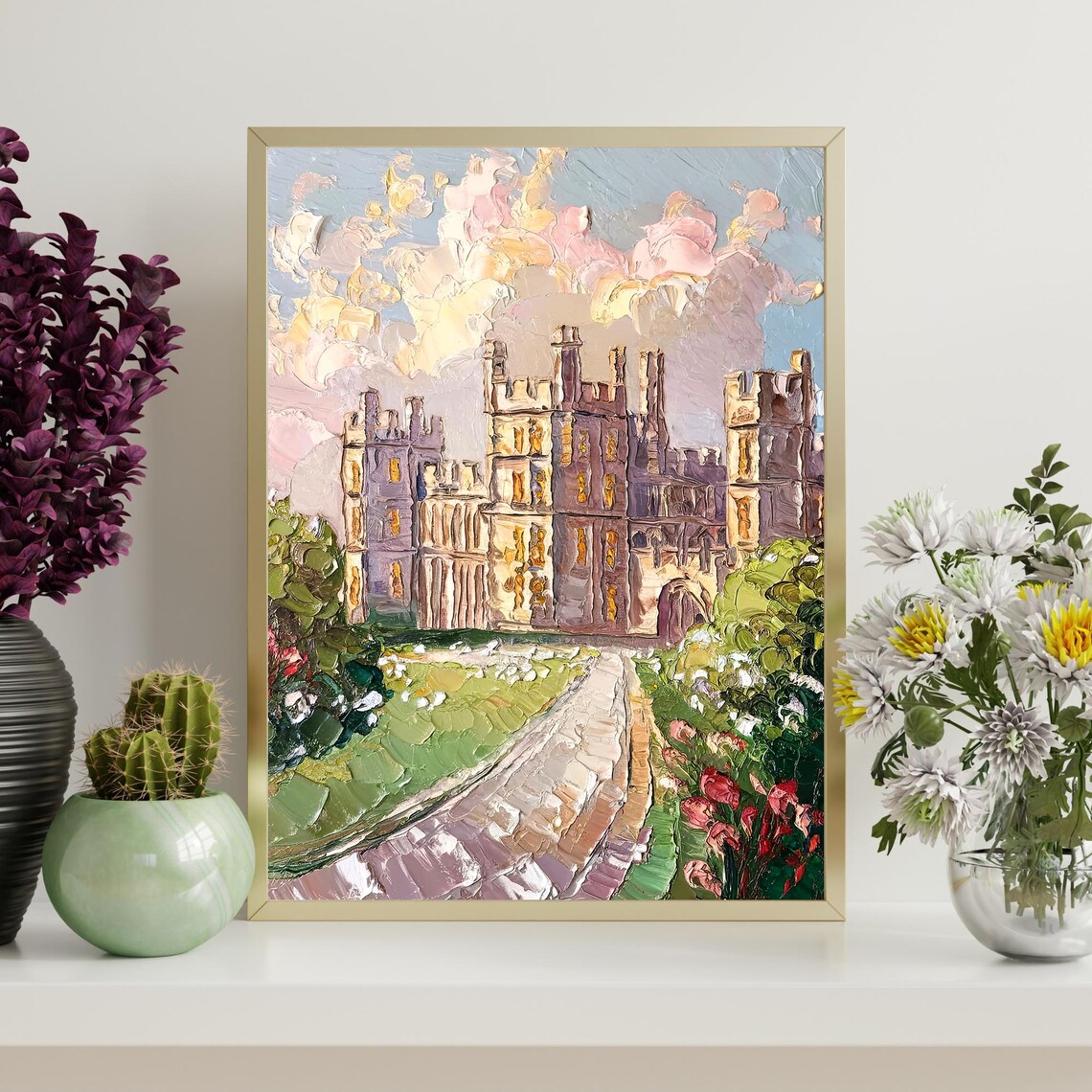 Windsor Castle England Royal Landmark Garden Oil Painting Poster - Image 4