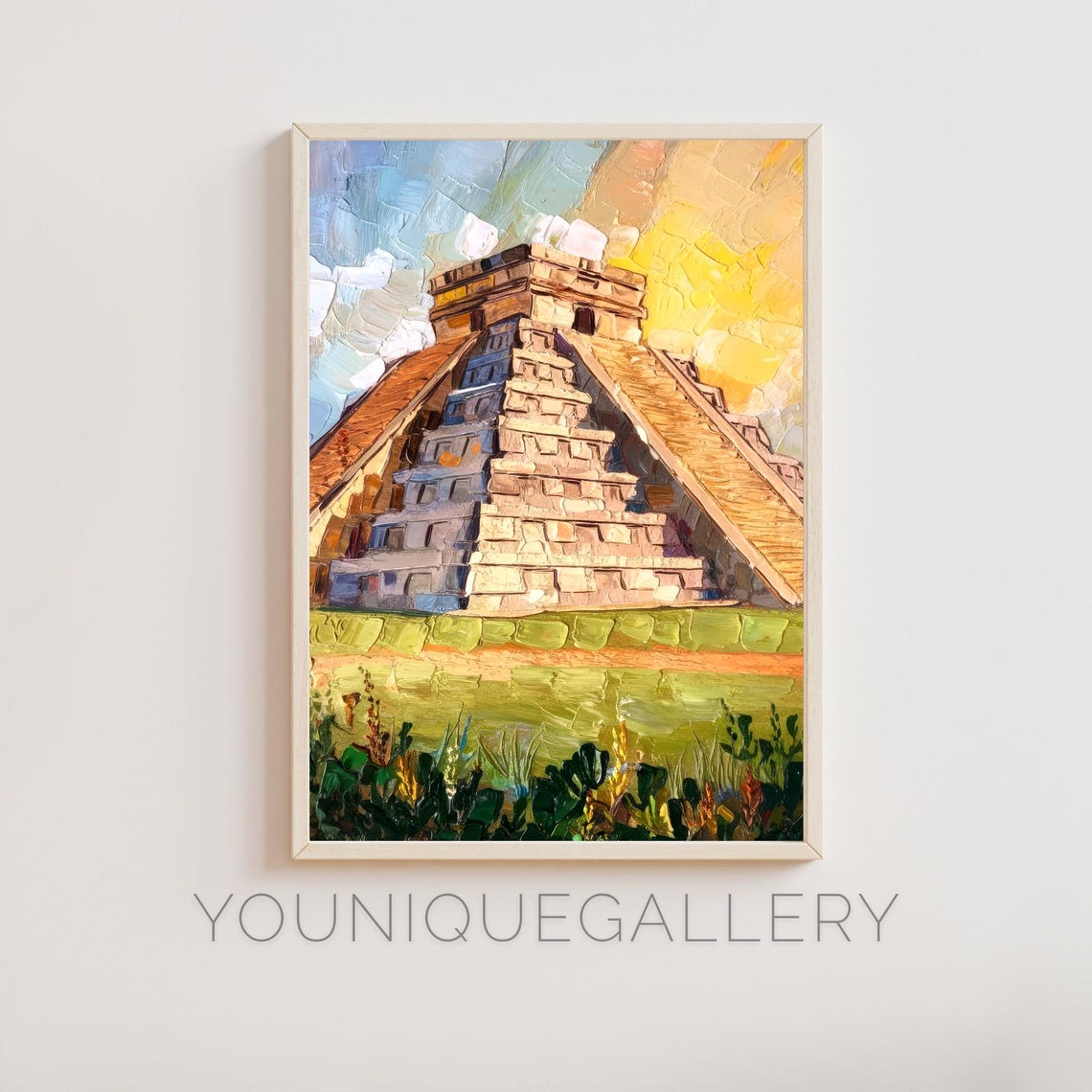 Chichen Itza El Castillo Mayan Pyramid Mexico Golden Sunset Poster