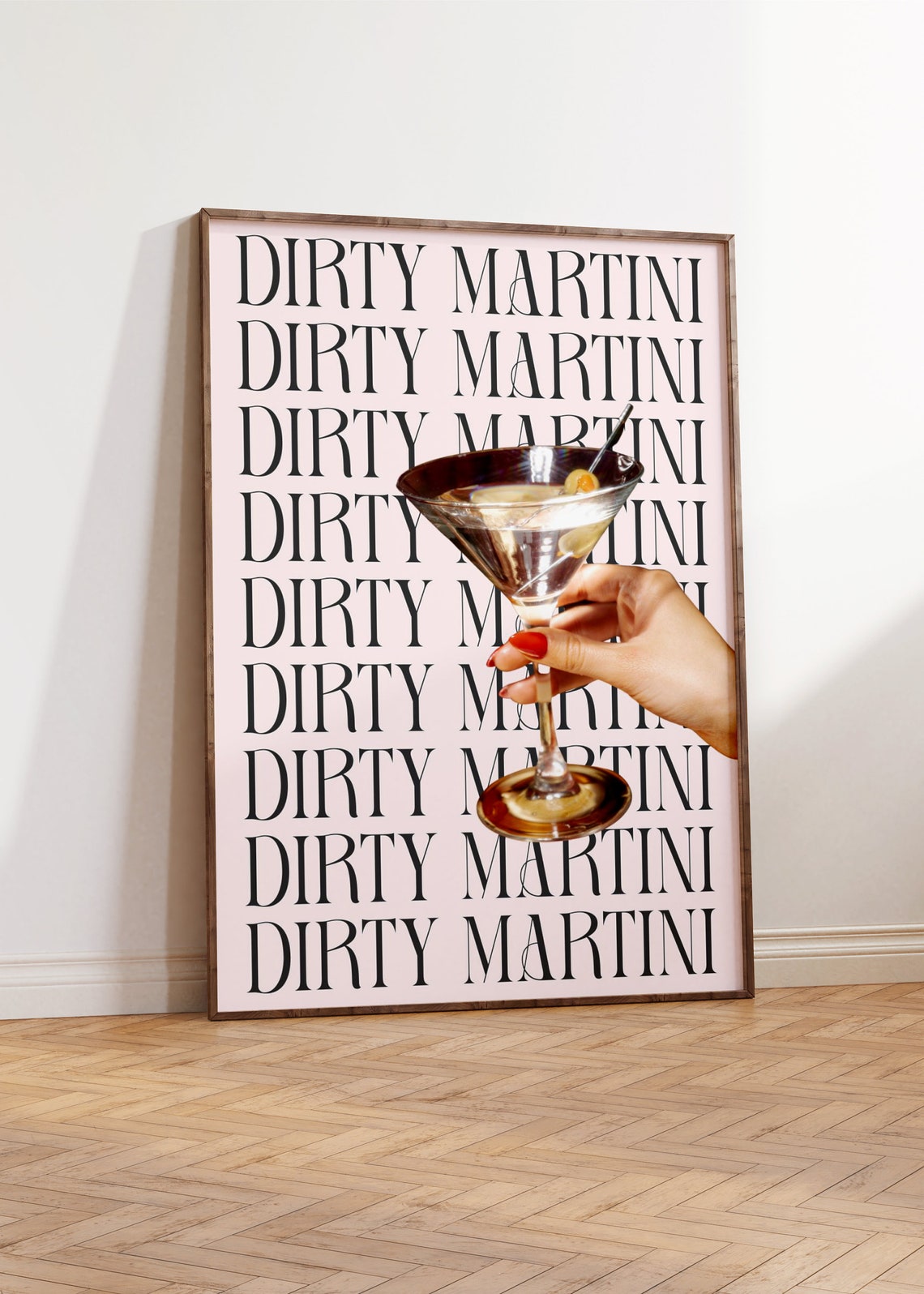 Dirty Martini Typography Quote Chic Girly Cocktail Bar Wall Art - Image 5