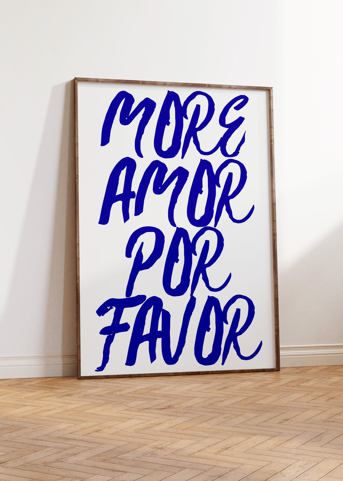 More Amor Por Favor Royal Blue Script Love Quote Typography Poster - Image 2