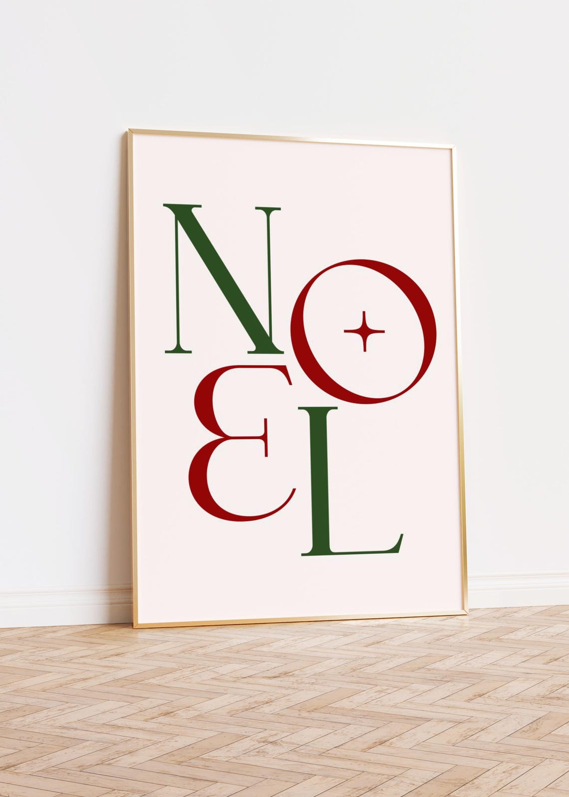 Noel Red Green Oversized Typography Minimalist Christmas Poster - Image 2