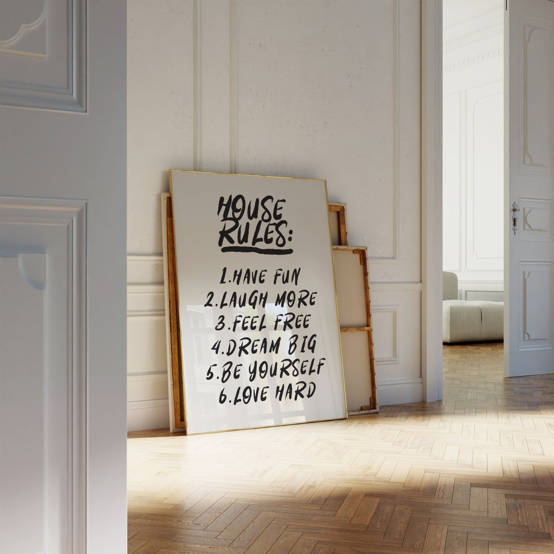 House Rules Poster Have Fun Laugh More Love Hard Hand Lettering - Image 3