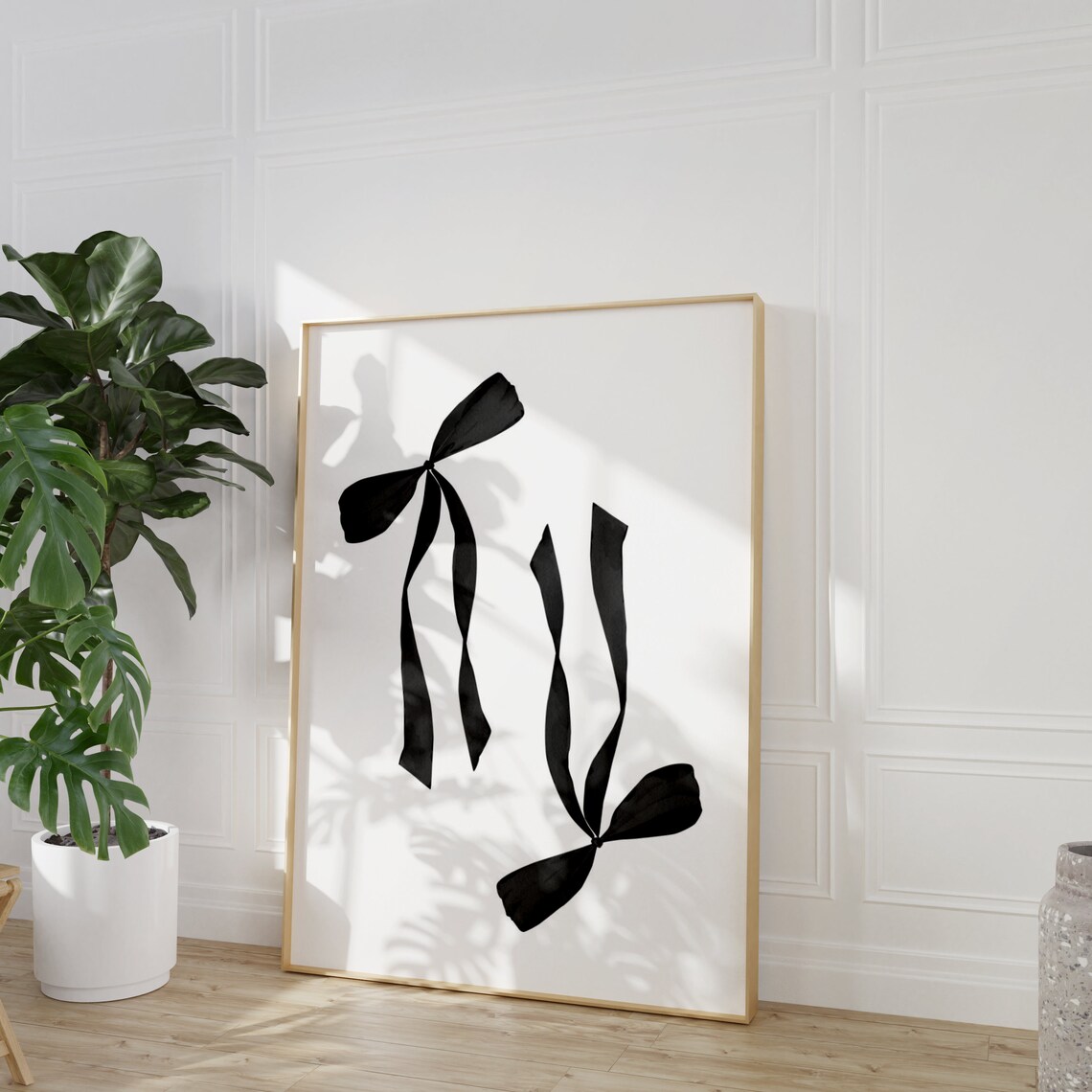 Black Bow Watercolor Print, Preppy Minimalist Poster - Image 3