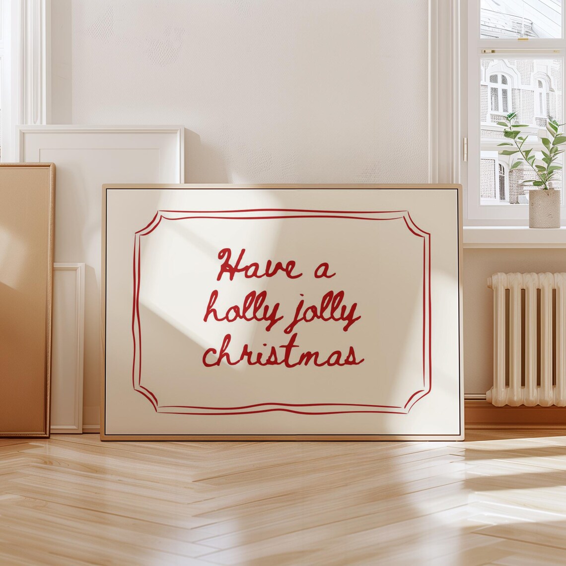 Merry Christmas Minimalist Red Quote Art Print - Image 2