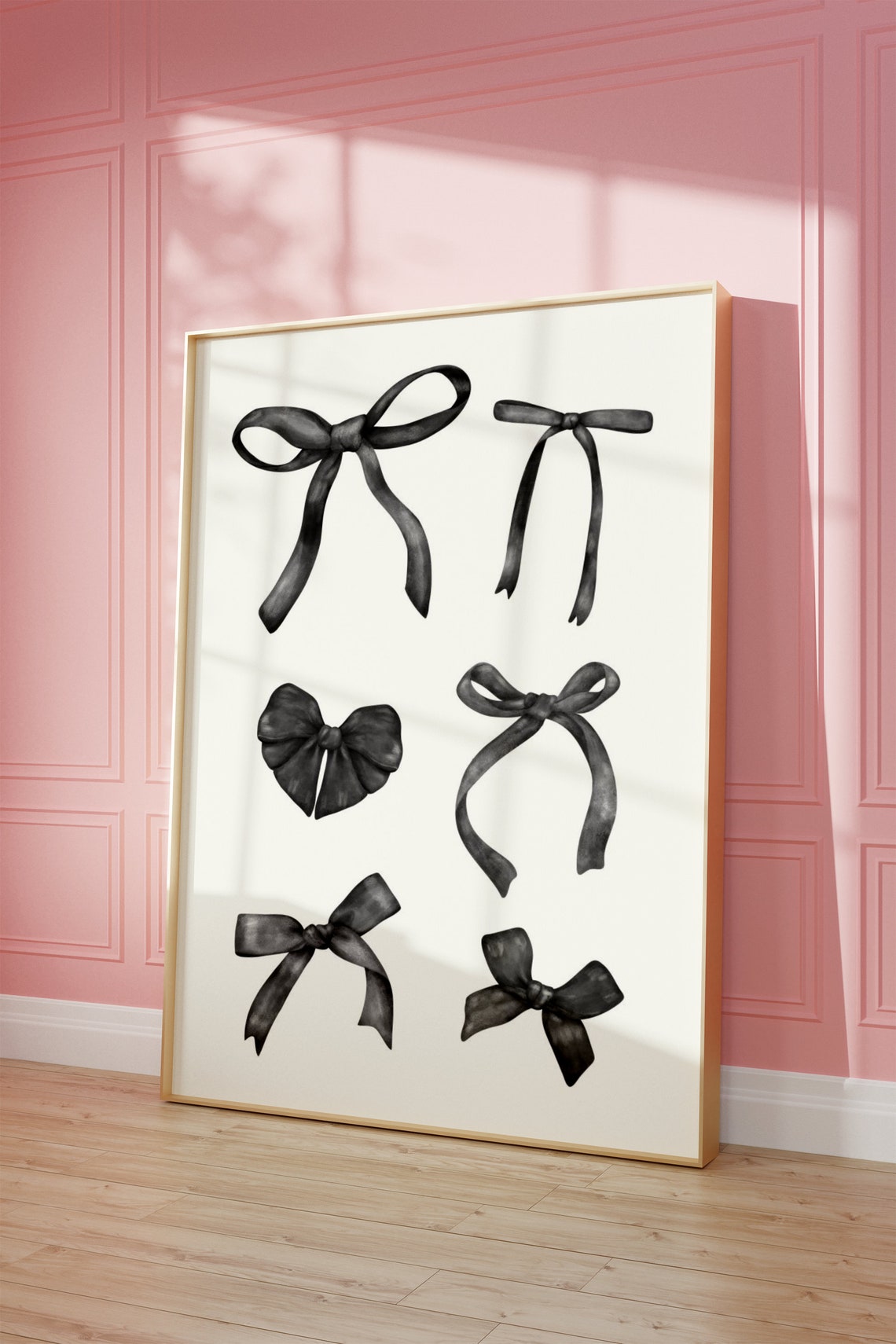 Black Watercolor Bow Collage Minimalist Chic Coquette Wall Art - Image 2