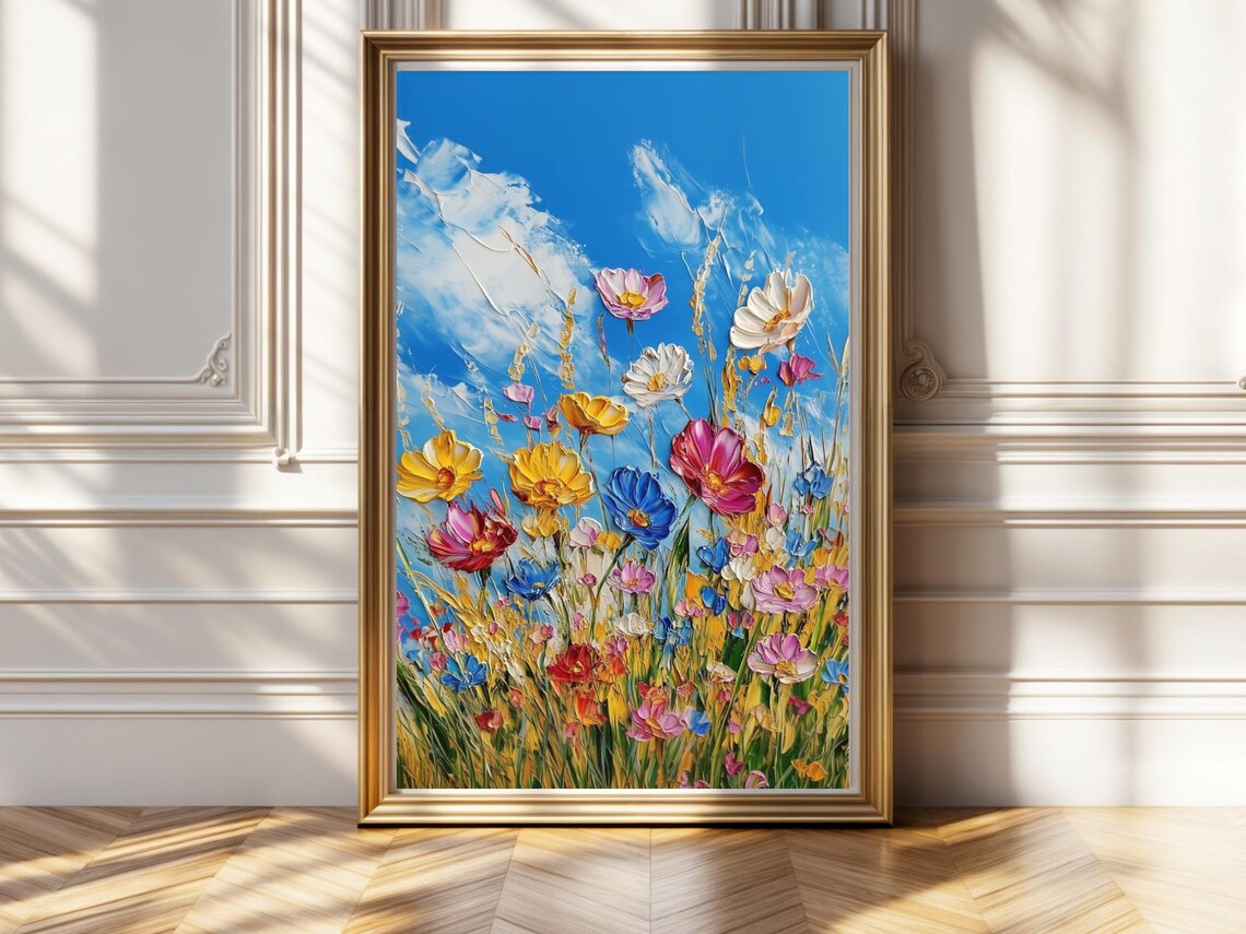 Spring Wildflowers Field, Vintage Floral Art Print