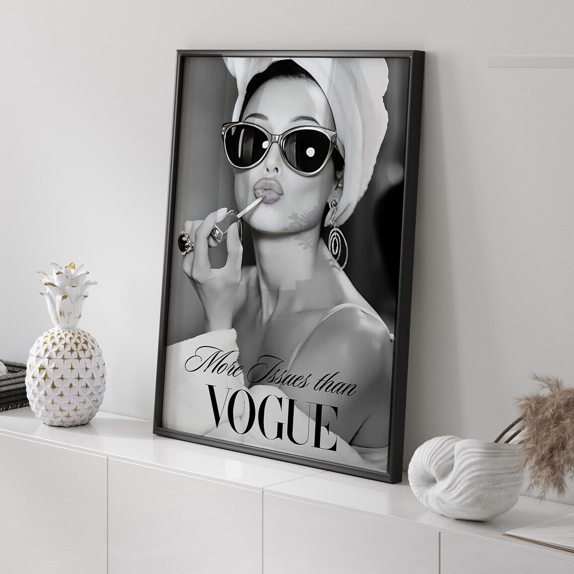 More Issues Than Vogue Fashion Glam Black and White Photo Wall Art - Image 3