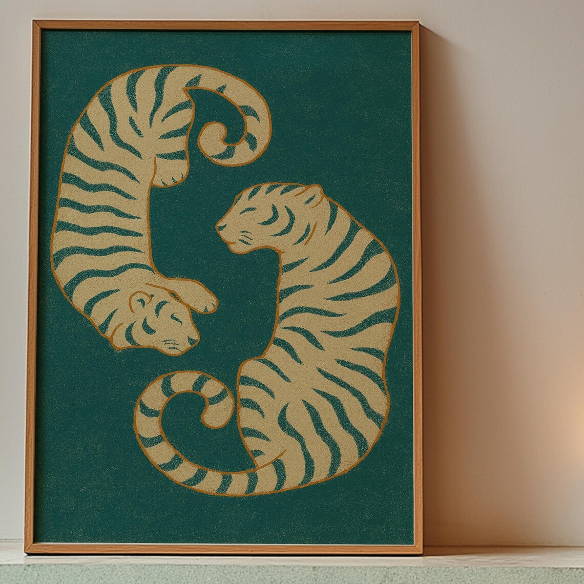 Tiger Animal Print Poster, Vibrant Maximalist Art