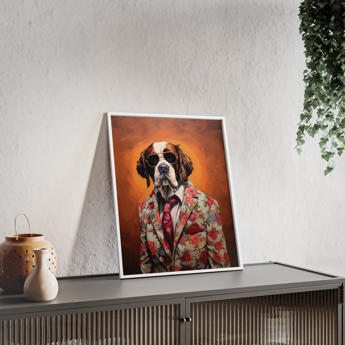 Saint Bernard Dog Art Fashion Print Dog Portrait Fashion Art Animal Art Animal Painting Art Prints - Image 2