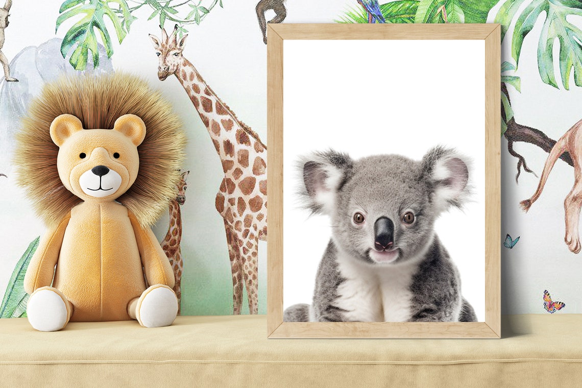 Adorable Baby Koala Portrait in Soft Color Nursery Style Poster