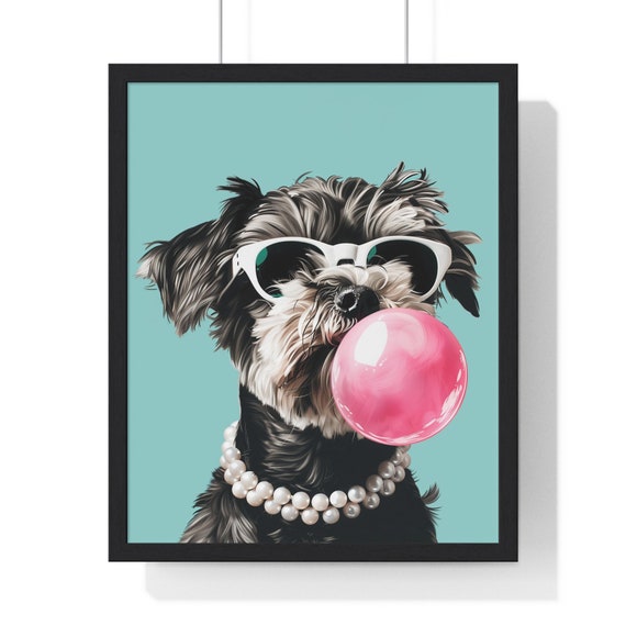 Miniature Schnauzer Blowing A Bubble Fashion Print Schnauzer Portrait Fashion Art Pop Art Schnauzer Art Art Prints