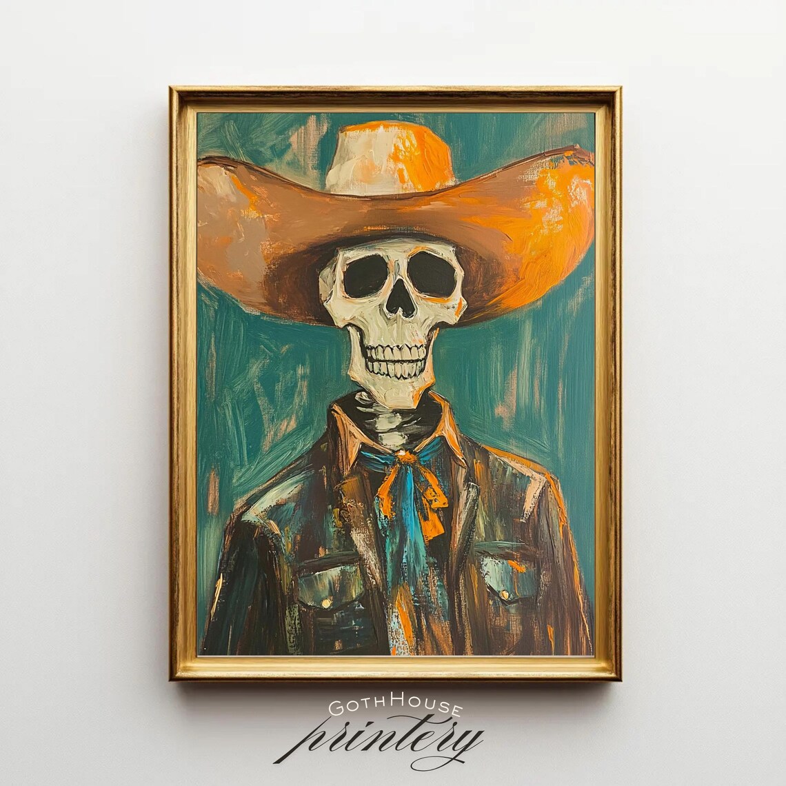 Skeleton Cowboy Gothic Western Halloween Art Print