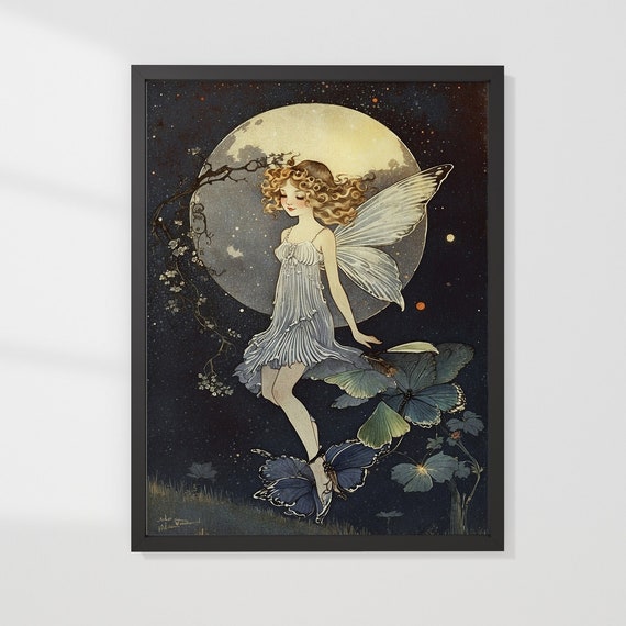 Magical Art Nouveau 1920s Fairy Painting For Childrens Room
