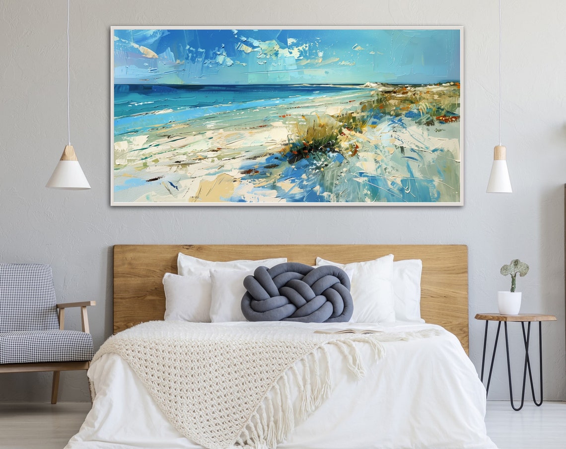Sandy Beach Shore Turquoise Waves Dunes Abstract Coastal Poster