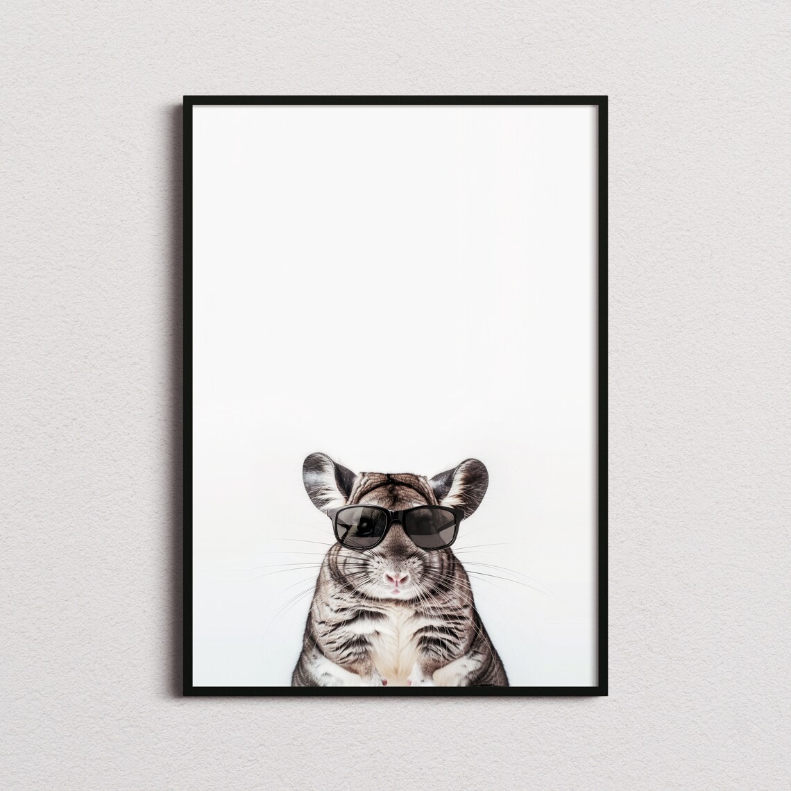Chinchilla In Sunglasses Adorable Fluffy Minimalist Photo Poster