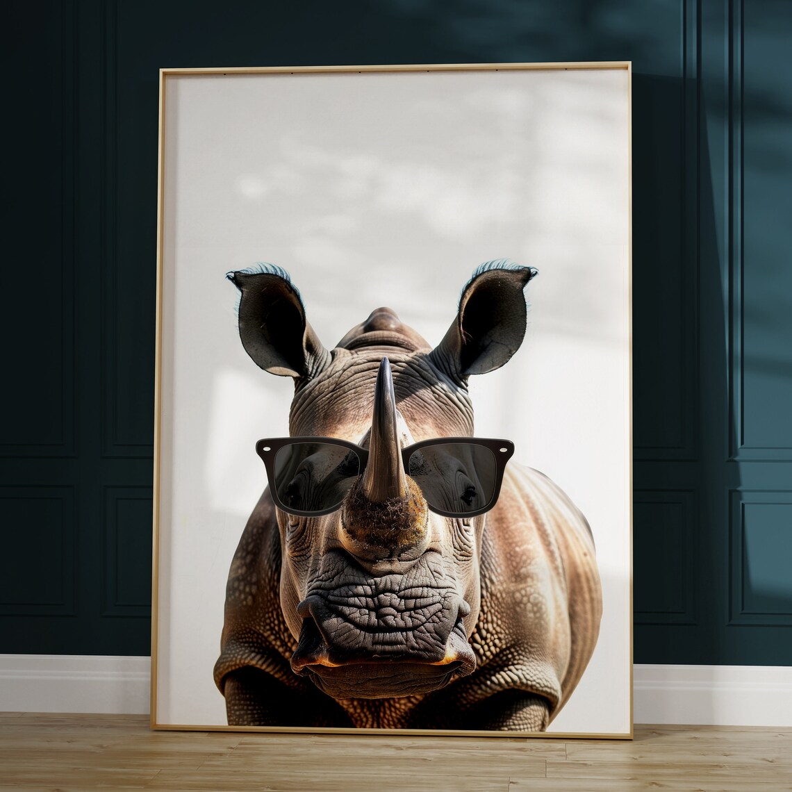Rhino in Sunglasses Funny Animal Art Print - Image 2
