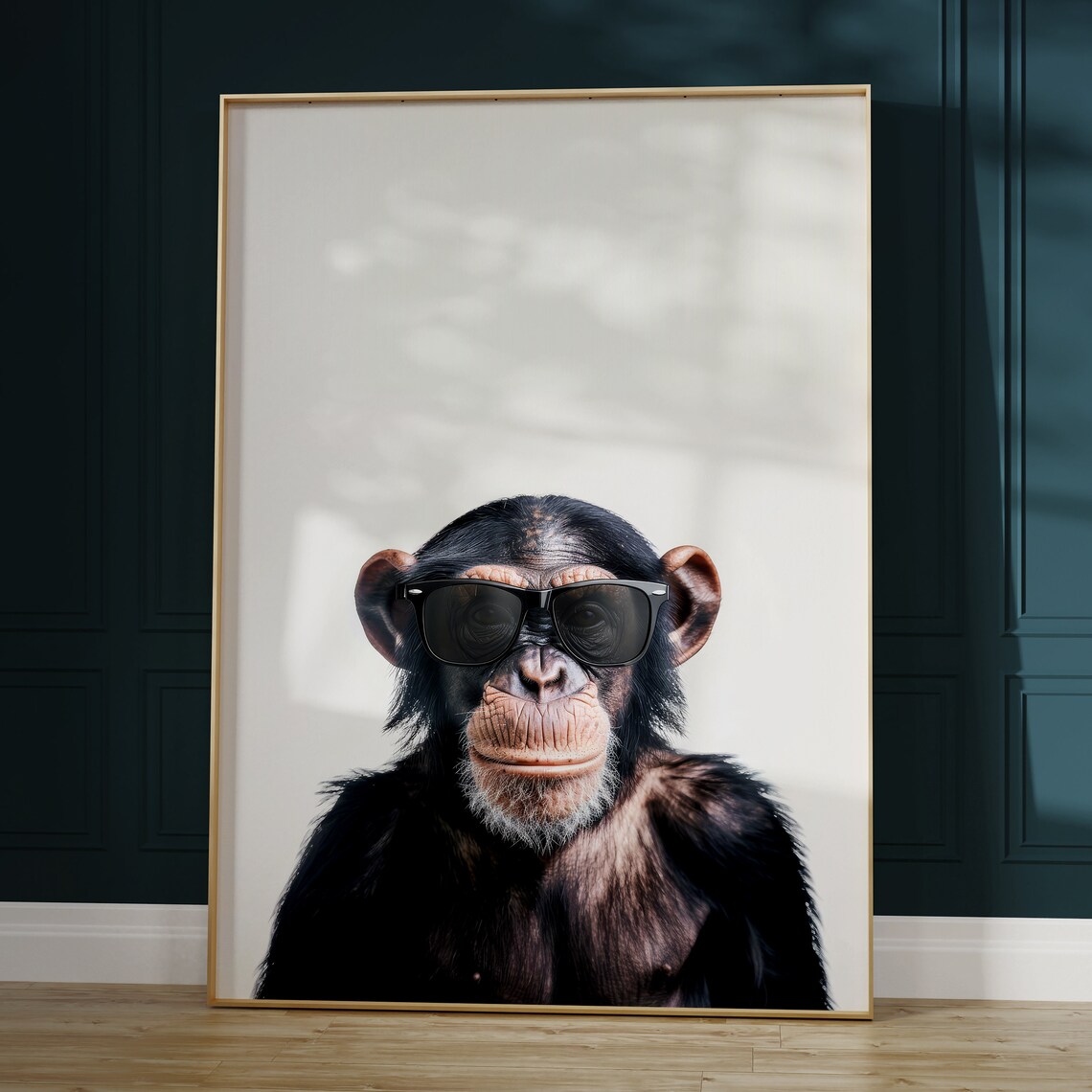Baby Chimpanzee in Sunglasses Adorable Young Primate Portrait Poster - Image 2
