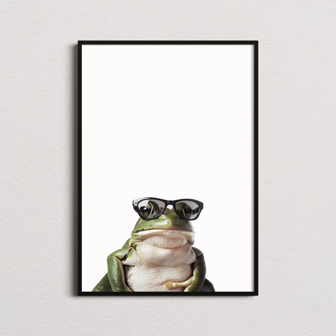 Green Tree Frog Wearing Sunglasses Cute Minimalist Photo Poster