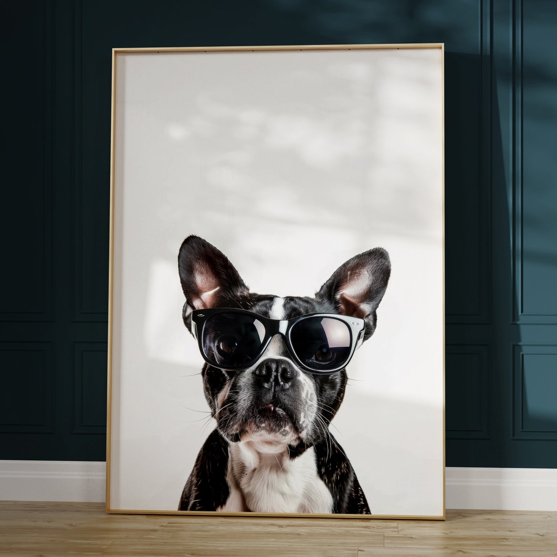 Boston Terrier Dog In Sunglasses Funny Minimalist Photo Poster - Image 2
