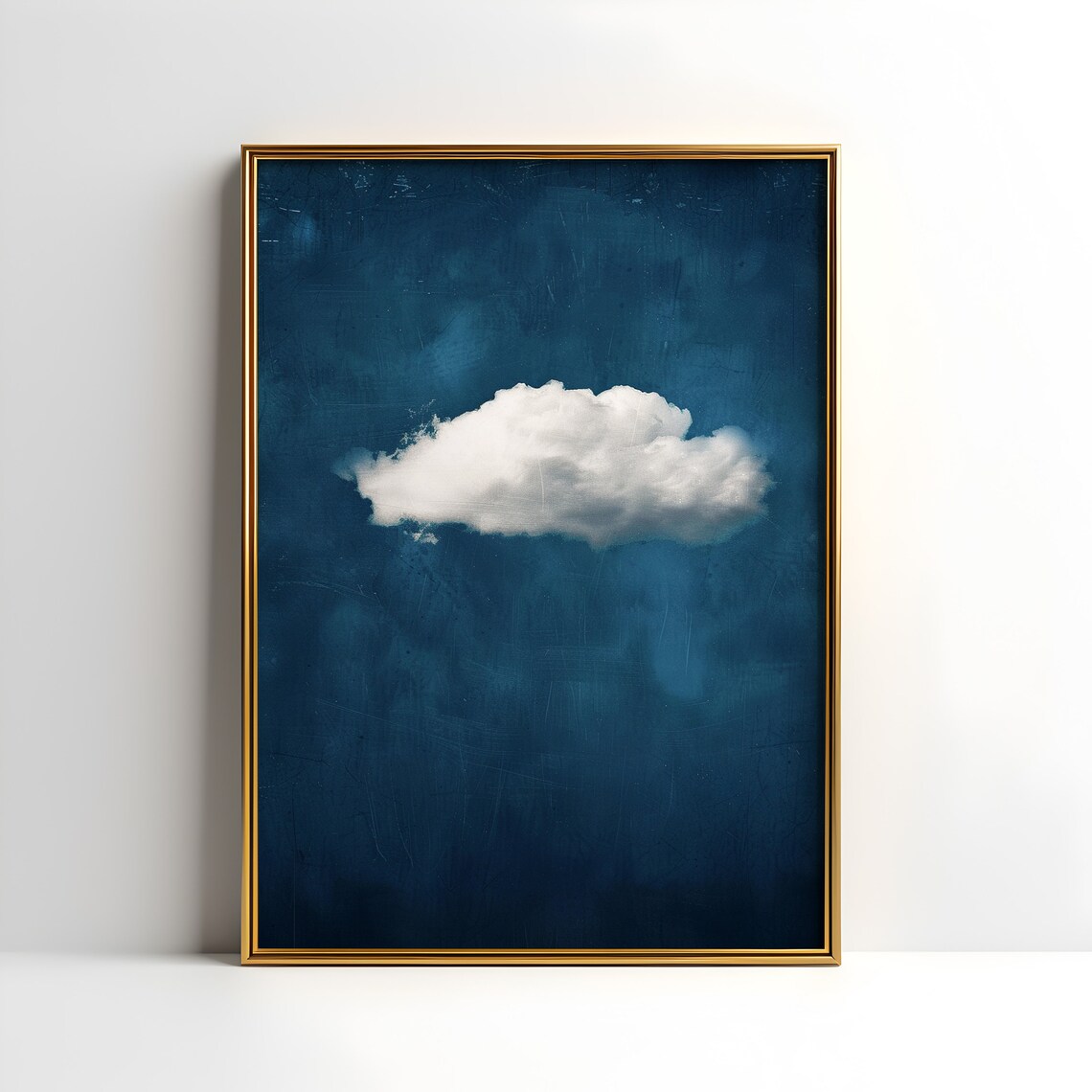 Indigo Cloud Wall Art Print Abstract Blue Sky Design Minimalist Night Sky Decor For Modern Home Interior Unique Housewarming Gift