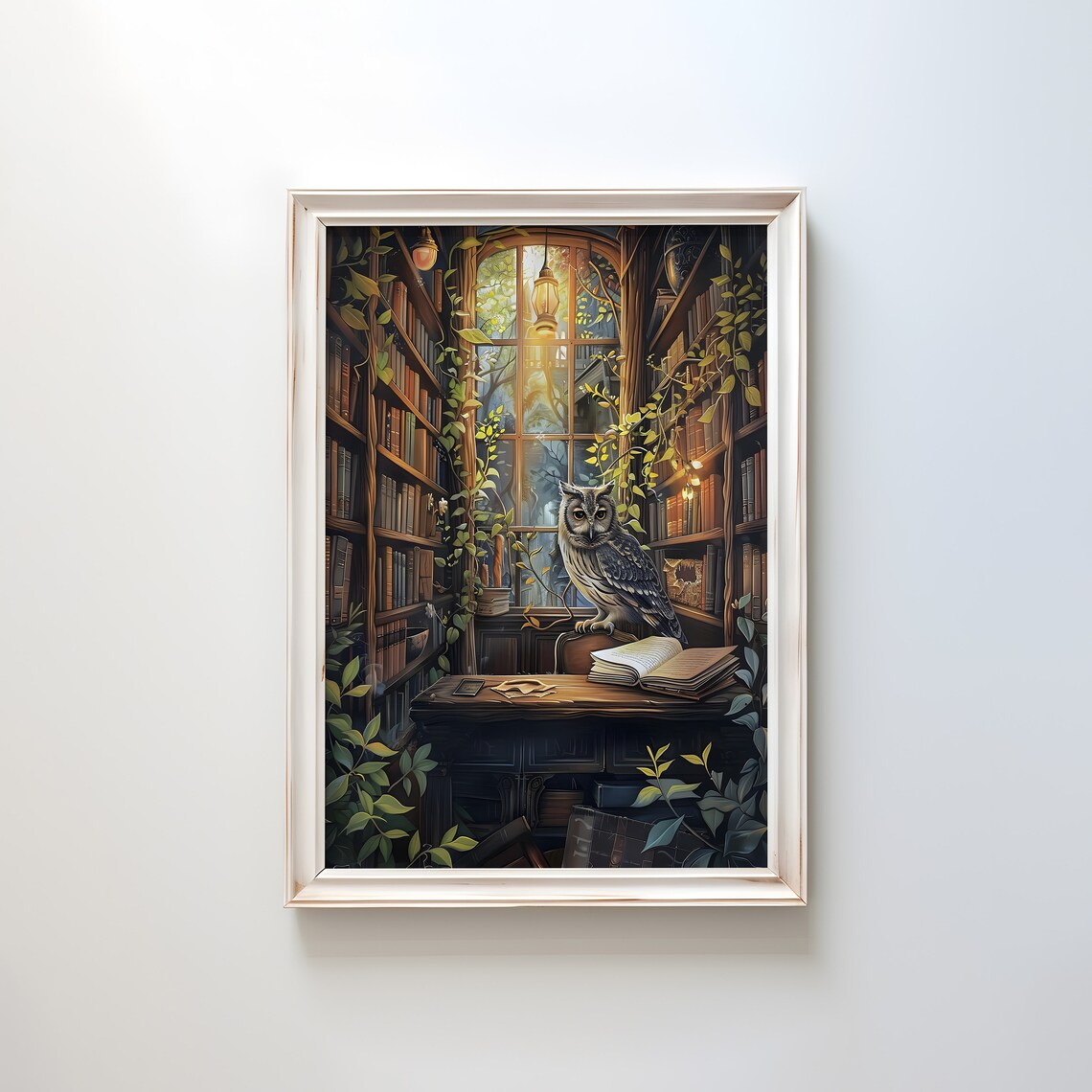 Wise Owl, Dark Academia Cottage Library Decor